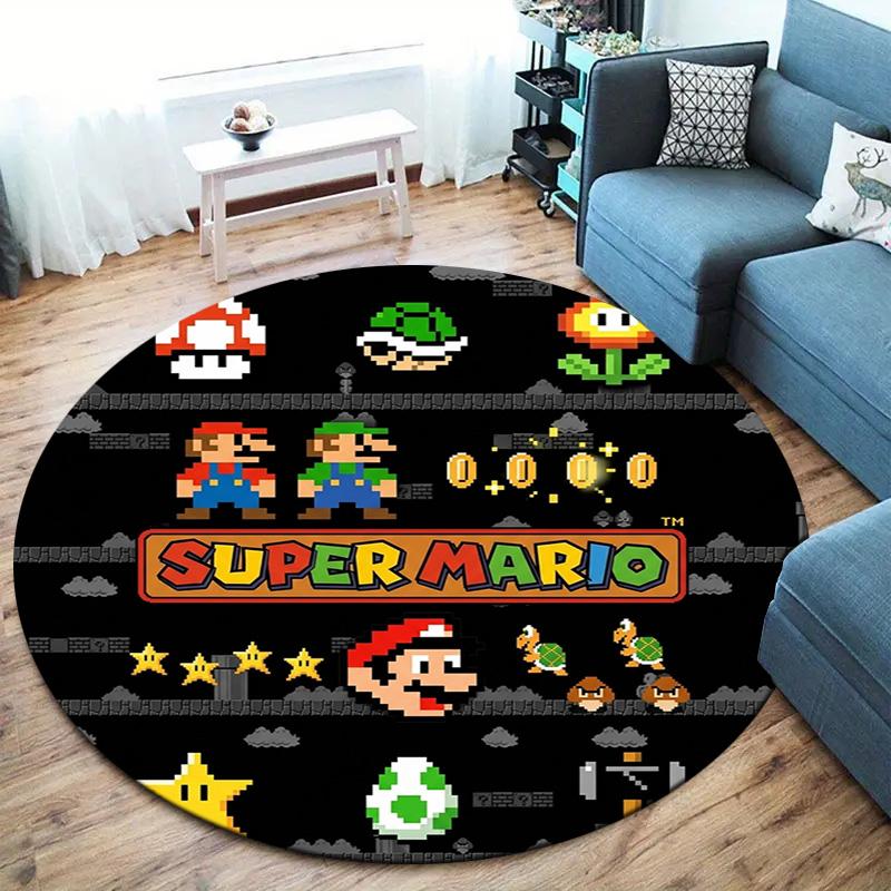 Super Mario Poster Round Area Rug Carpet Rug For Living Room Bedroom Sofa Playroom Decor Nonslip Floor Mat