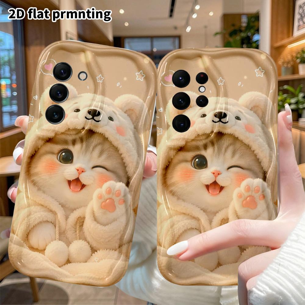 Чехол для телефона: 2D плоский Samsung Galaxy A34 A35 M05 M06 S20 S22 S21 FE Plus 5G, защитный чехол с подмигивающим котенком, идеальный Рождество и Хэллоуин holi