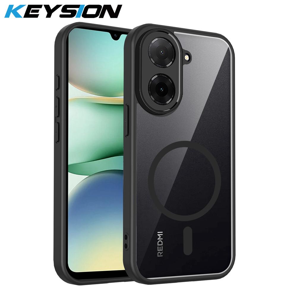 KEYSION Прозрачный магнитный чехол для телефона Redmi A5 171 мм Мягкий силикон+ПК HD Прозрачная ударопрочная задняя крышка для Xiaomi POCO C71