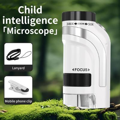 Детский ручной микроскоп 50x-300x Дигископ со светодиодной подсветкой Карманный ручной микроскоп для детей мальчиков девочек Рождество Новый год День рождения