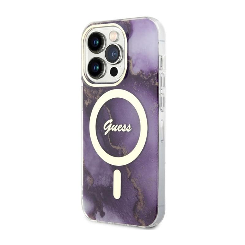 Guess Golden Marble Magsafe - Etui Iphone 14 Pro (Purpurowy)