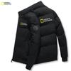 Mens Stand Collar Zip-Up Cotton Padded Jacket Winter Warm Casual Coat