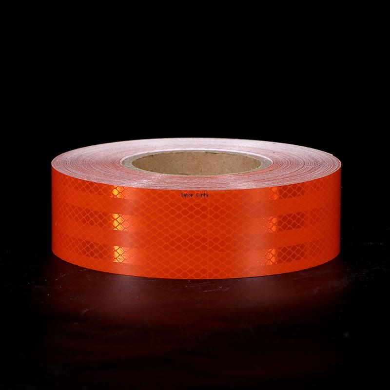 5cm*5m Orange Reflective Adhesive Tape High Visibility PET Micro Prismatic Waterproof Strips Conspicuity Safety Warning Sticker