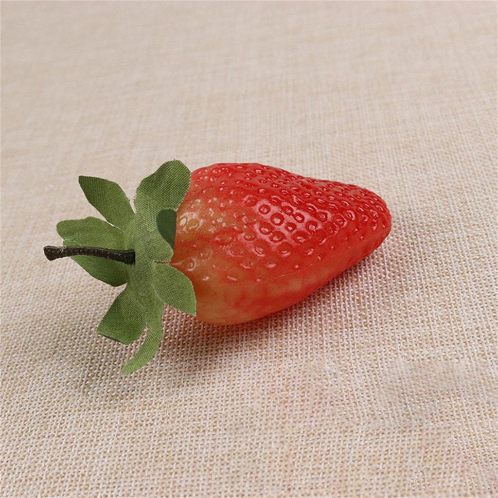 10pcs Realistic Artificial Strawberry Simulations Fruit Model Fake Strawberry Display Props Kitchen Parties Home Decors