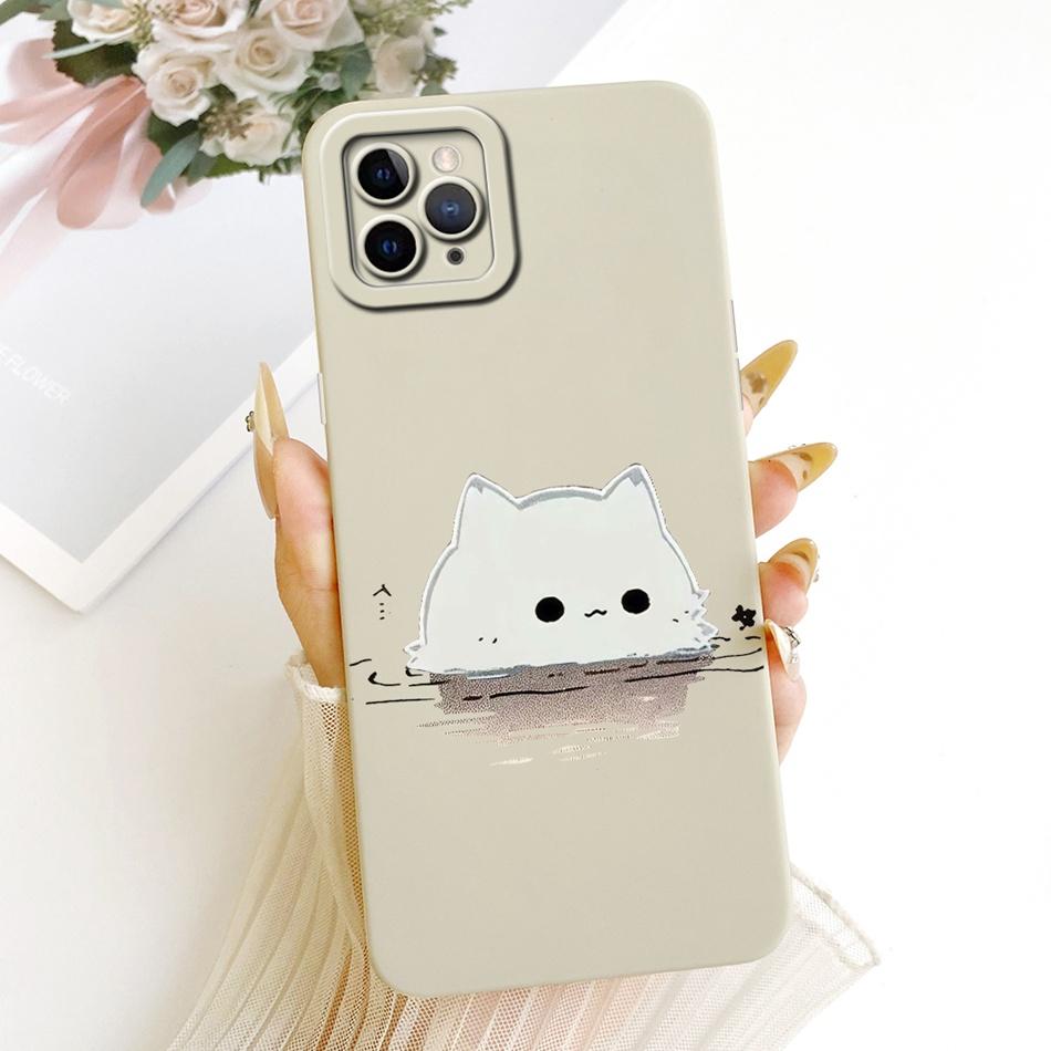 For iPhone 11 Pro Max Cute Cat Flower Cartoon Phone Case For iPhone11 11Pro 11ProMax Shockproof Soft Silicone Covers Bumpers