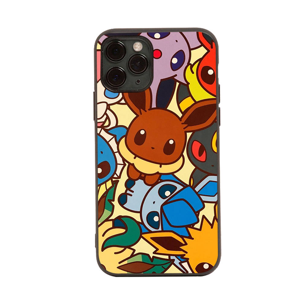 Чехол PK18 Pokemon Black Sofe для iPhone 16 15 Plus 14 13 Pro 8 SE XR XS Max P30 Nova 5T Y5P Y6 Y7 Y8P Y9 Realme C30 C33 C31 VIVO Y36 V27