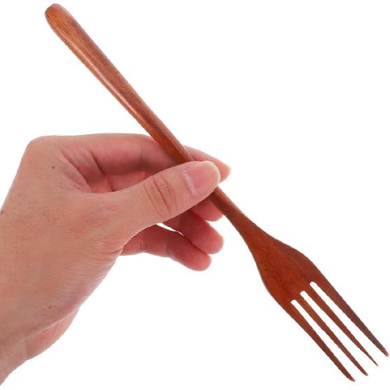 Cabilock Wooden Forks: Japanese Style Reble Wood Tasting Fork for Salad, Pasta, Grill, Fruit, Noodles - Kitchen Cooking Serving Utensil