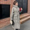 Женский зеленый пуховик с капюшоном, длинная хлопковая одежда, новая зимняя корейская мода, свободные теплые утолщенные ветрозащитные пальто большого размера, топы