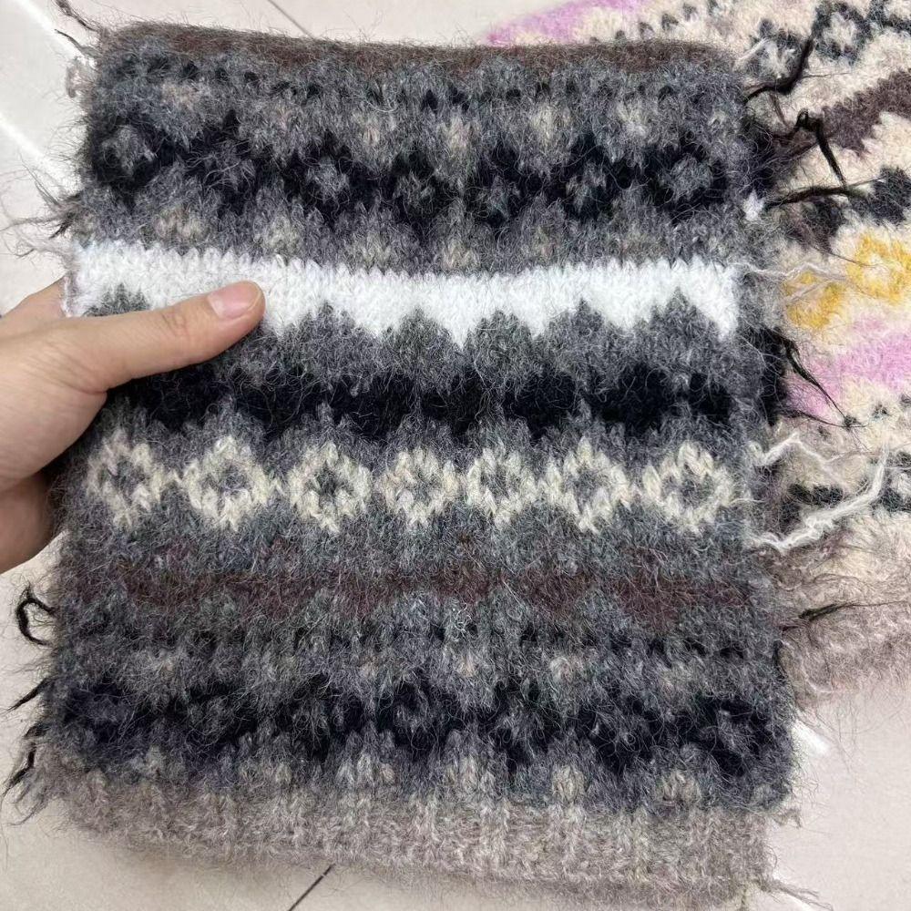 Wool Fair Isle Style Scarf Warm Winter Wool Neckerchief Jacquard Knitted Scarf Apparel Accessories
