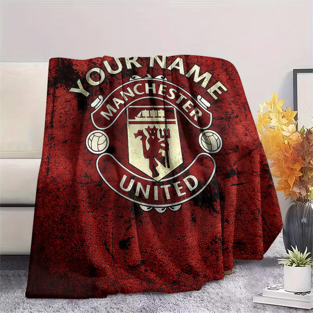 Custom Name Manchester UnitedFlannel Blanket, High quality Comfortable for All Seasons, Home Decor, Warmth and Comfort