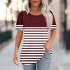 Summer Round Neck Checkered Stripe 3D Printed Printed Top Fashionable Casual Short Sleeved Women's T-shirts