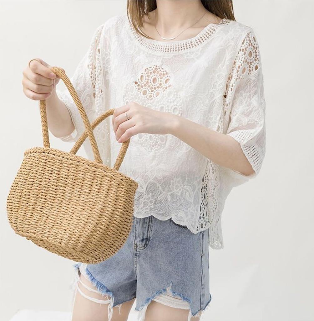 Haveli Lace Short Floral Loose Korean Solid Round Dolman and Stylish One Women's Blouse, Sleeve, Sheer, Print, Fit, Feminine, Stylish, Casual, Style,