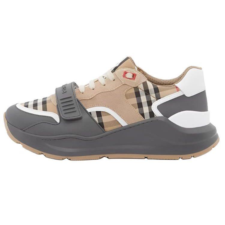 Burberry Винтажные клетчатые кожаные кроссовки Archive Beige 80569191