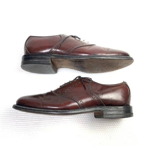 США/Винтаж/Неизвестный производитель/Goodyear Welt Оксфорды-броги Цельнокроеные/8.5 D/B/25.5-26.5см/Красно-коричневые/(ИСПОЛЬЗОВАЛ)