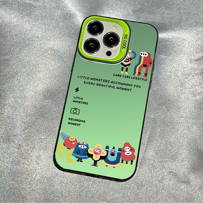 Cute Couple Monster Case for Apple iPhone 15 Pro Max, iPhone 14, Matte Laser Design, 13/12 Pro