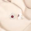 Natural Red Garnet Gemstone 925 Sterling Silver Handcrafted Stud Earrings 0.5" EE-157-19