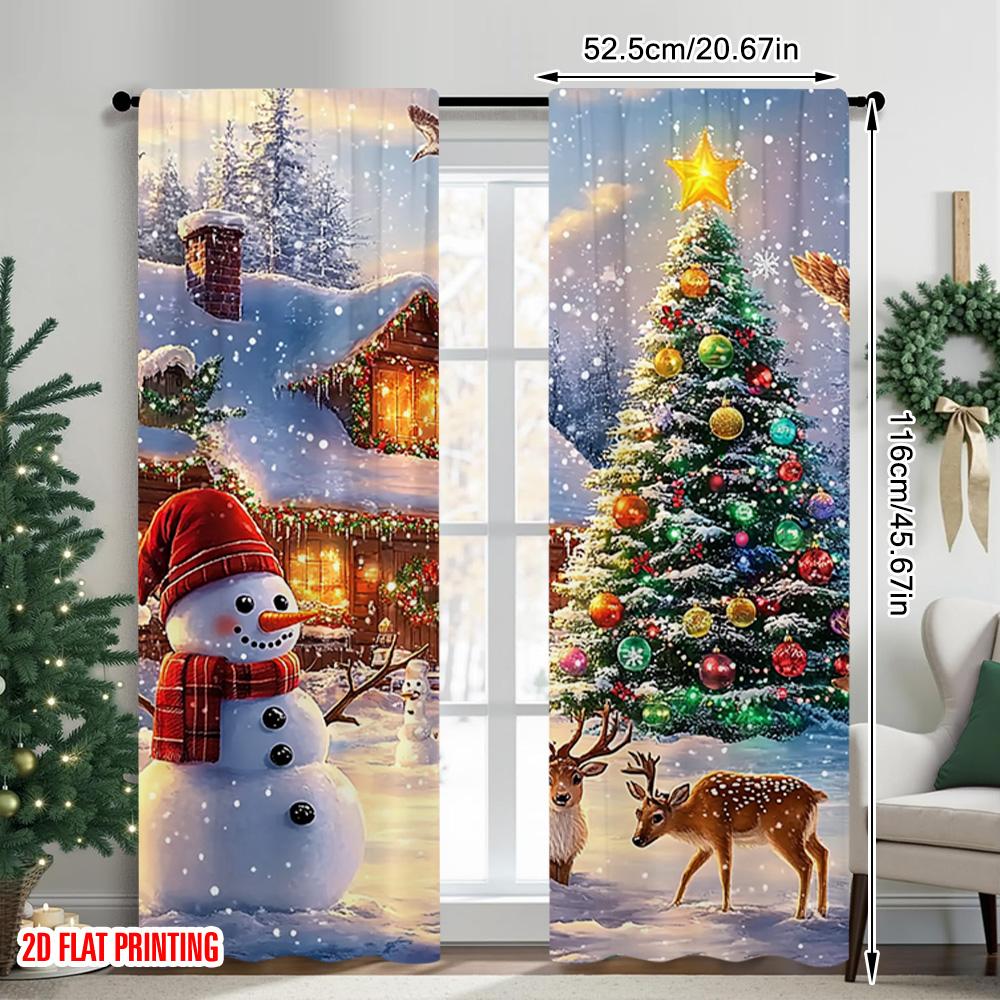 2 шт. 2D плоская печать С Рождеством Христовым Оконные шторы Christmas_ Ткань Без электричества Универсальные Идеально подходят для помещений