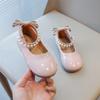 2024 Girls Mary Janes for Party Wedding Shows PU Pearls Back Bow Simple Round-toe Shallow Children Flats Elegant Drop Shipping