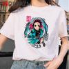 Fashion Anime Demon Slayer Kimetsu No Yaiba Graphic Female T-Shirt Summer Loose Blouse White O-Neck Short Sleeve Tees Woman Tops