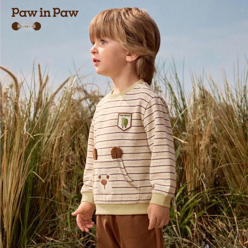 Мальчики свитшот с круглым вырезом Paw in Paw с рисунком медведя в полоску