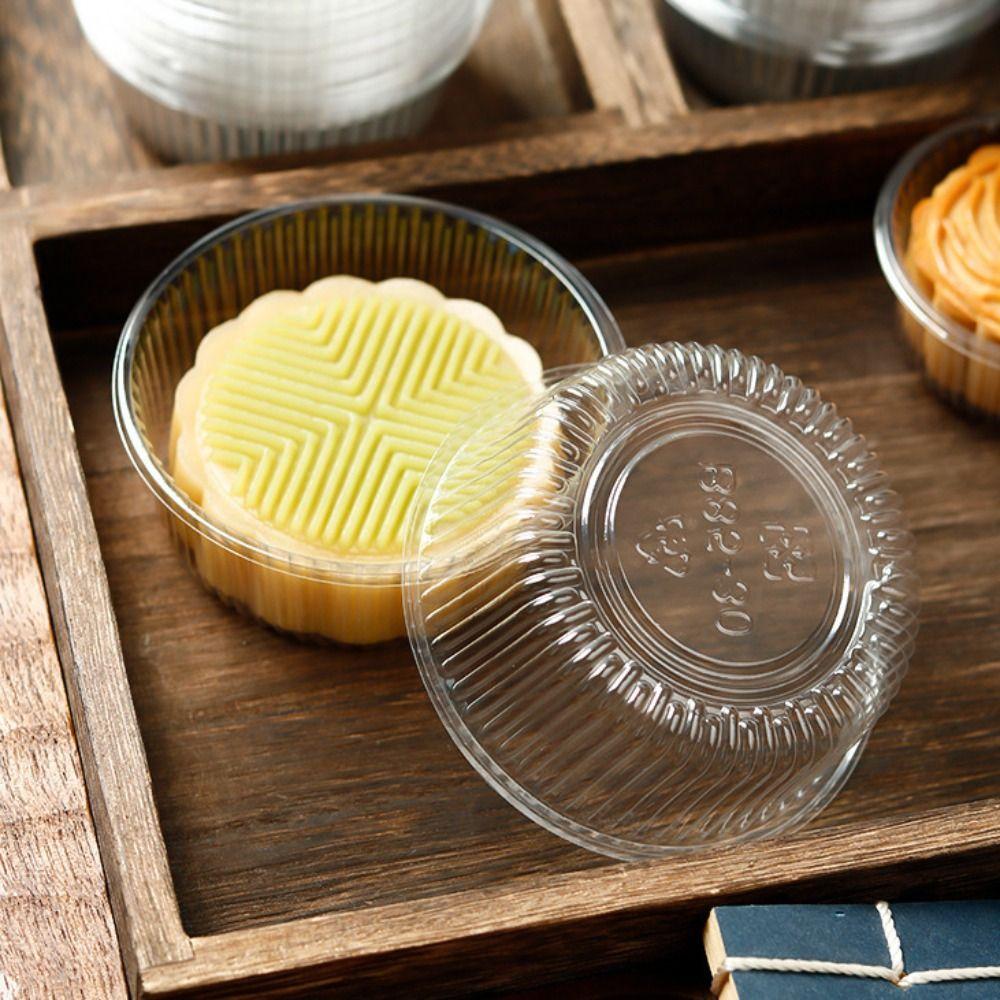 100pcs Round Mooncake Inner Tray Plastic Moon Cake Holder Mid-Autumn Festival