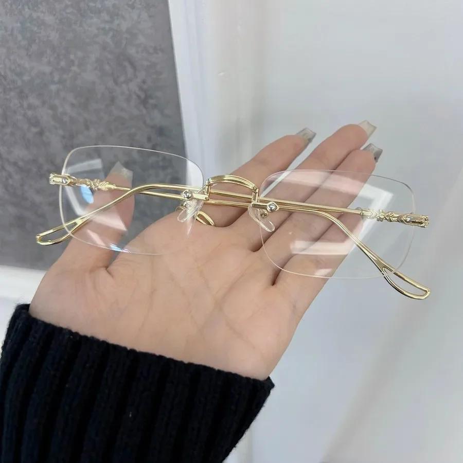 Модные Роскошные Прямоугольные Оправы для Очков Женские Мужские Прозрачные Прозрачные Брендовые Дизайнерские Оптические Прекрасные Безободковые Очки