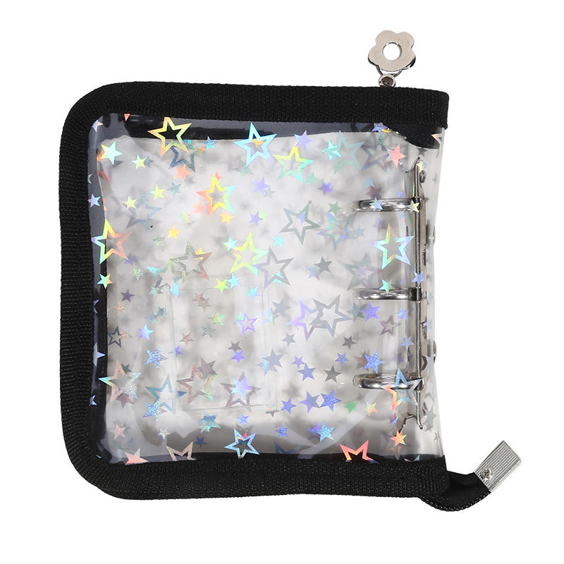 Мини 3-кольцевой папку из ПВХ Дизайн Звезда Лазерная Молния Прозрачный Альбом Для Фото Карточек Хранение Памяти Коллекционирование Изысканный Быстрая Доставка