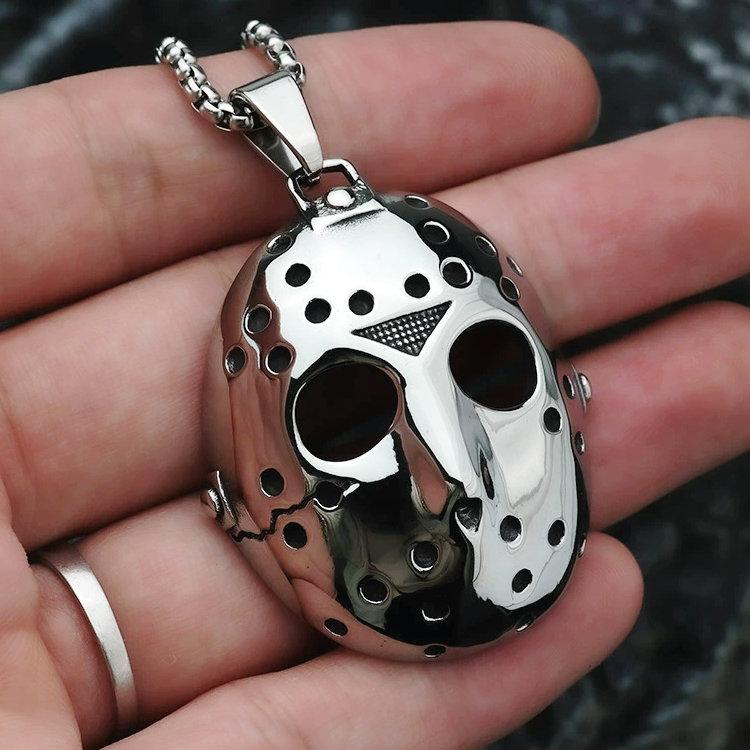 Нержавеющая сталь Крутой мужской кулон-ожерелье Маска Джейсона из фильма для мужчин Цепочка