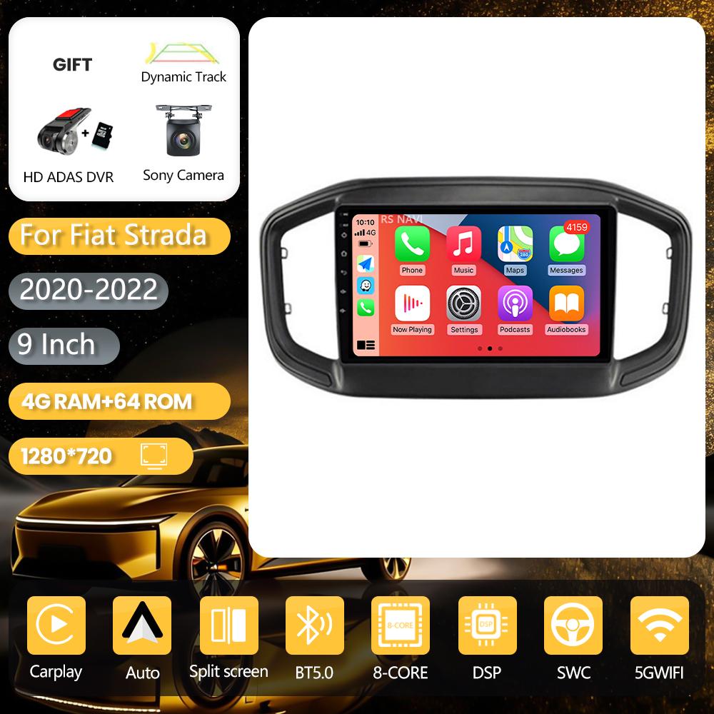 Android 16 pour Fiat Strada 2020 2021 2022 E53 X5 M5 Carplay Auto Autoradio Lecteur multimédia Écran commande au volant