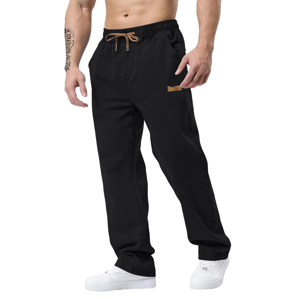 Классические мужские джинсы прямого кроя slim fit с эластичным поясом для пожилых мужчин