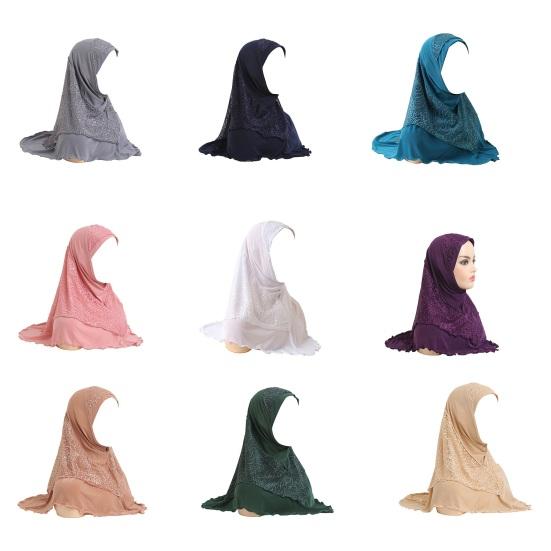 Women Lace Headscarf Hat Solid Color Breathable Turban Hat Chiffon Long Scarf Hat Stretchy Head Wrap