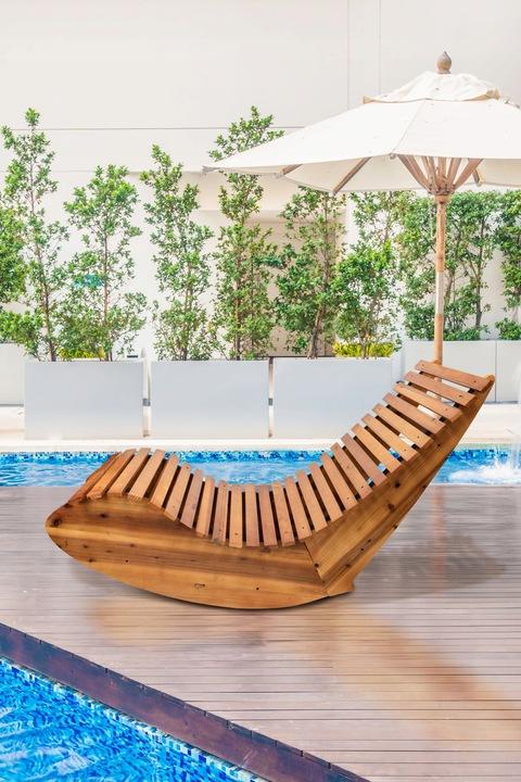 Leżak Bujany Ogrodowy Drewniany Bujany Leżanka Ogrodowa Do Strefy Spa Fotel