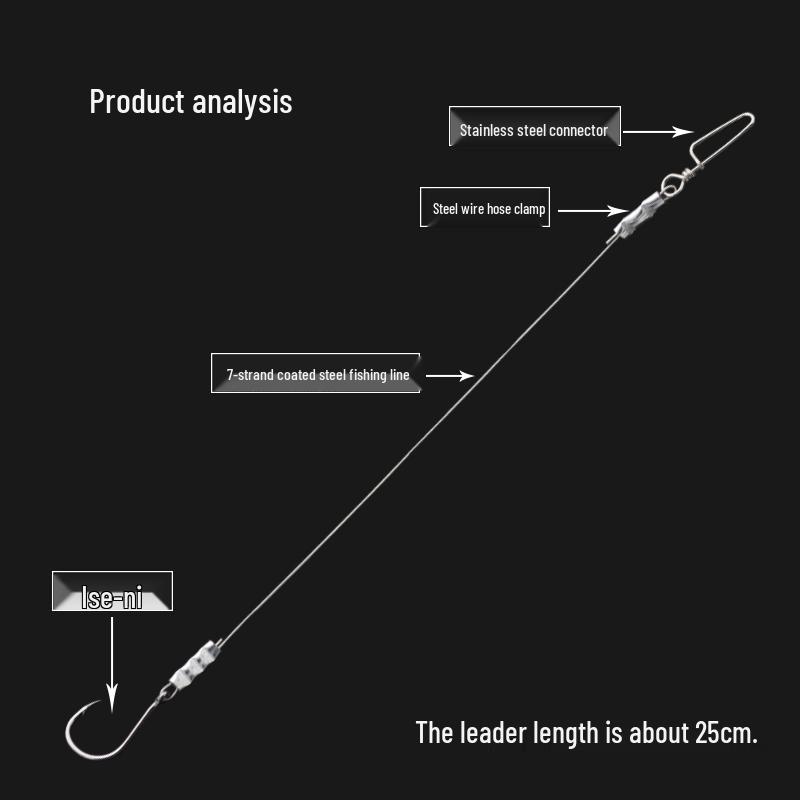 Износостойкий стальной поводок с защитой от укусов с одинарным крючком Iseni для крупной рыбы и тиляпии, идеально подходит для ловли белого помфрета