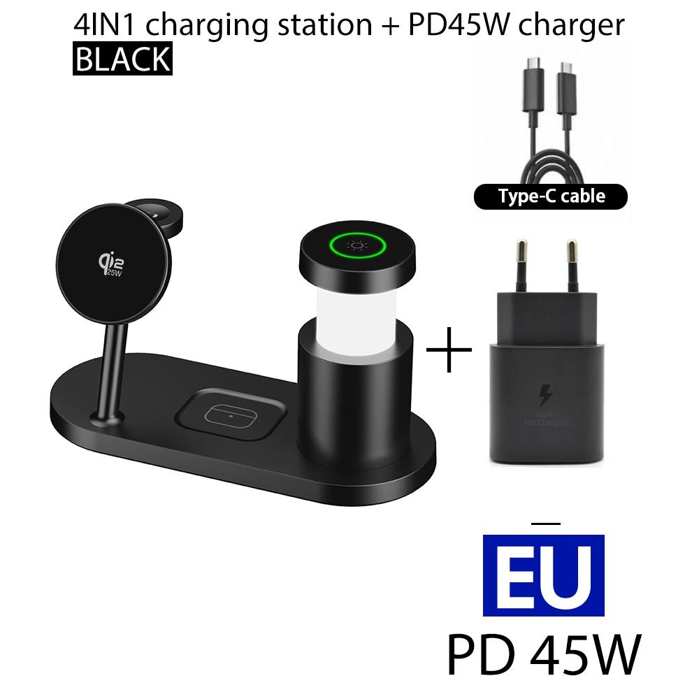 Qi2.2 25W MPP Fast Magnetic Charging Stand 4 in 1 with 45W PD Adapter Touch Control LED Desk Lamp for Apple iPhone 17 16 Pro Max