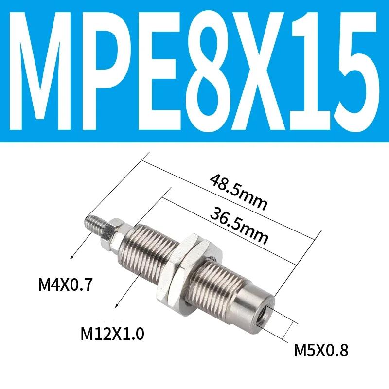 Серия MPE Диаметр 4/6/10/15 мм, Ход 5/10/15/20 мм-B Миниатюрный одностороннего действия пружинный цилиндр с наружной резьбой
