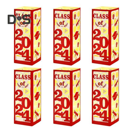 6 шт. освещенных выпускных центральных украшений для выпускного класса 2025 года, фонарики, украшения для выпускного со светодиодной подсветкой для выпускного вечера в колледже и средней школе