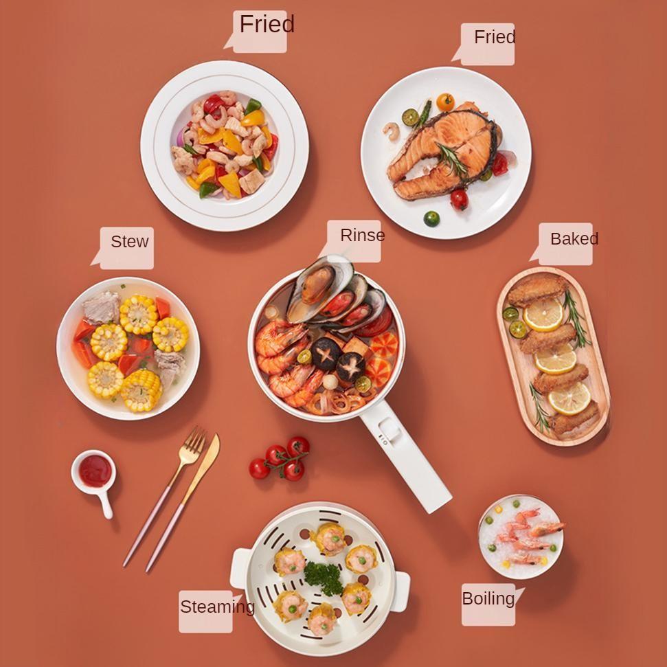 1,5 л Мини Портативная Электрическая Сковорода Кухонная Пароварка Многофункциональная Электрическая Плита Большая Вместимость Электрический Кипятильник