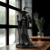 Black Gold Staff Witch Sculpture Halloween Witch Holding Scepter Statue Resin Witch And Raven Figurine for Gothic Home Tabletop Decor