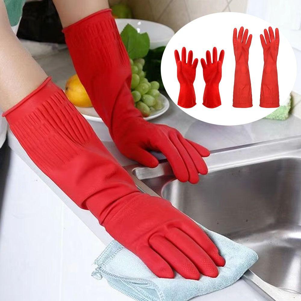 Waterproof Washing Dishes Gloves Red Gauntlet Durable Cleaning Gloves for Cleaning Work