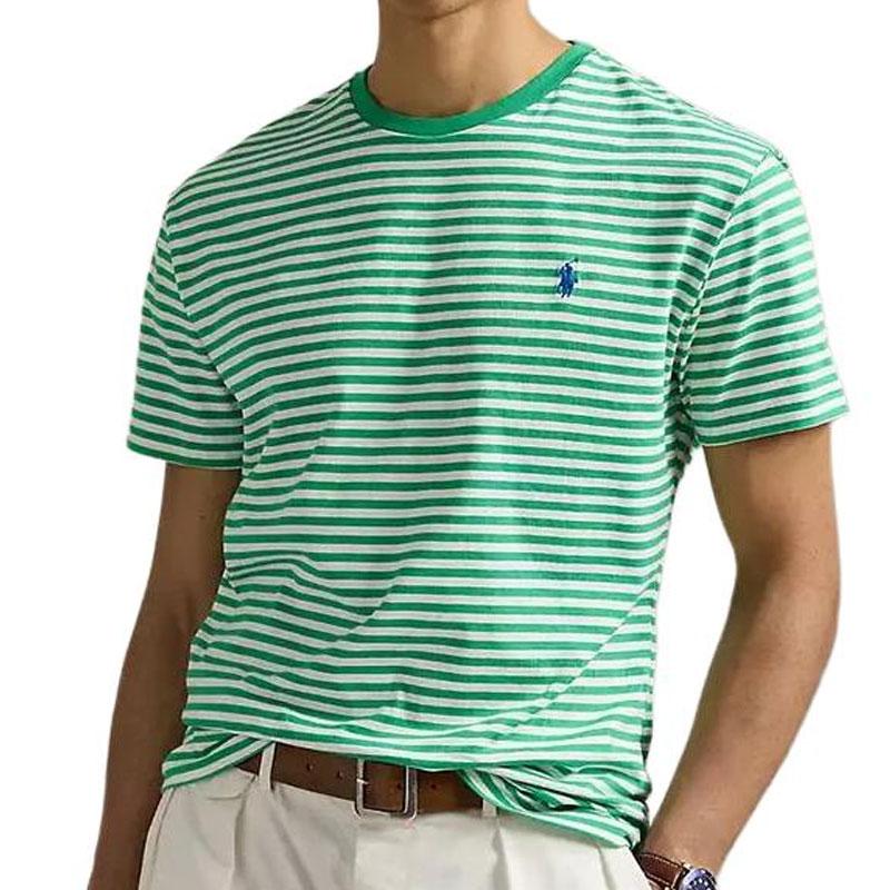 Polo Ralph Lauren SS25 Круглый вырез Полосатая Вышитая Футболка с коротким рукавом Мужские Топы 710960660-004