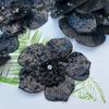 2Pcs Black White 3D Beaded Lace Patches Sequins Flower Clothing Patch Decoration Applique