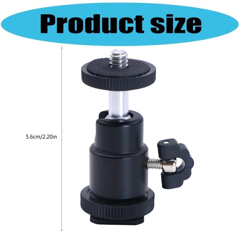 ABS Ball Head Stand for Hot Shoe with 360 Rotation For Most Cameras Tripods LED Video Lights Videography