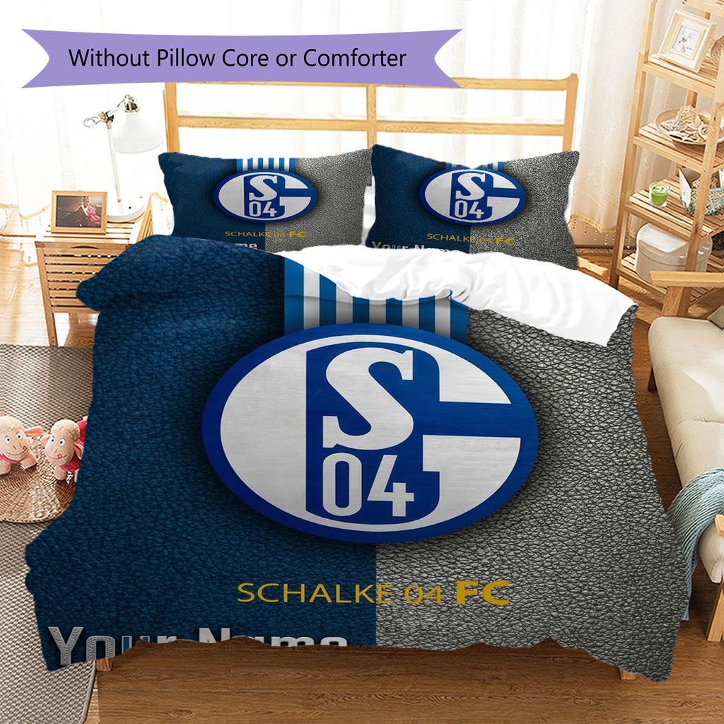 FC Schalke 04 Custom Name Pattern Bedding,Quilt Set Quilt Cover Pillowcase Home Birthday Gift(1 * duvet cover + 2 * pillowcase, without core)