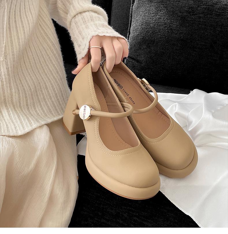 Модные темпераментные белые туфли на толстом каблуке с высокой платформой женские туфли 2025 года новые весенне-осенние юбки французские туфли Мэри Джейн