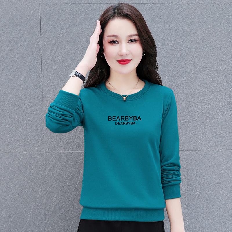 Женская толстовка с круглым вырезом – весна/осень 2025, длинный рукав, модный бархатный топ Plus