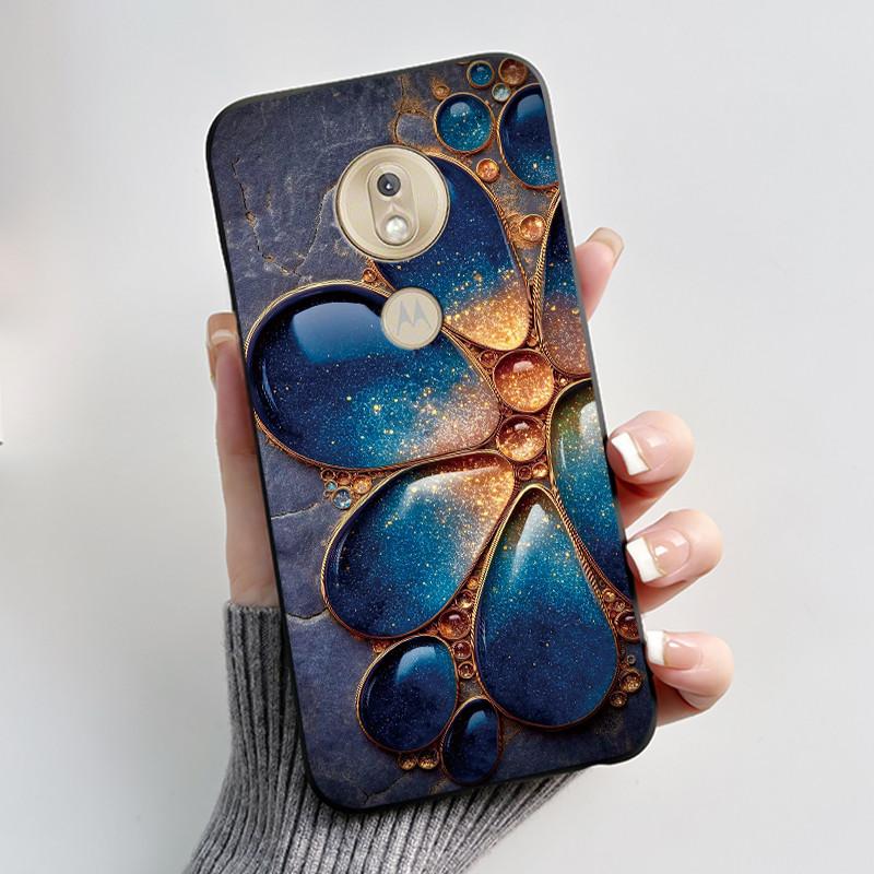 Shockproof Phone Case For Motorola Moto G7 Play Silicone Jelly Black Case Viral Butterfly Rose Printed Floral Protective Cover