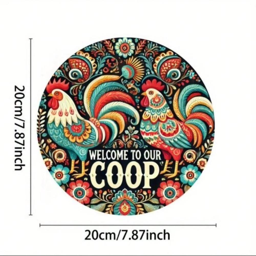 Круглая металлическая жестяная табличка в винтажном стиле 20x20 см Декор стены курятника в деревенском стиле