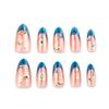 30-Piece Luxury Cat Eye Sapphire Gilded Moon False Nails Set