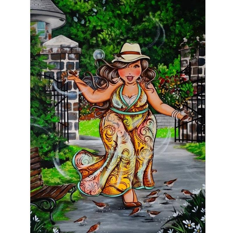 5D DIY алмазная живопись мультфильм толстая леди комплект для вышивки крестом полная дрель круглая алмазная вышивка мозаика женская картина домашний декор