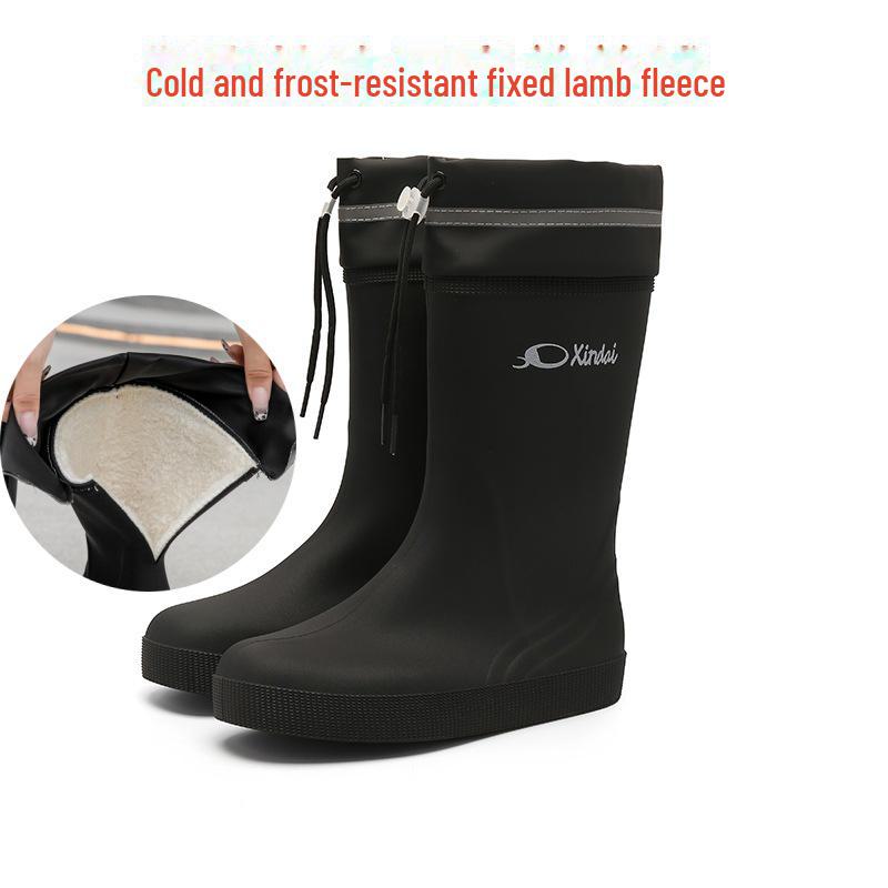 Модные женские и мужские непромокаемые сапоги средней высоты с нескользящей подошвой — износостойкая резиновая обувь для работы и мойки автомобиля